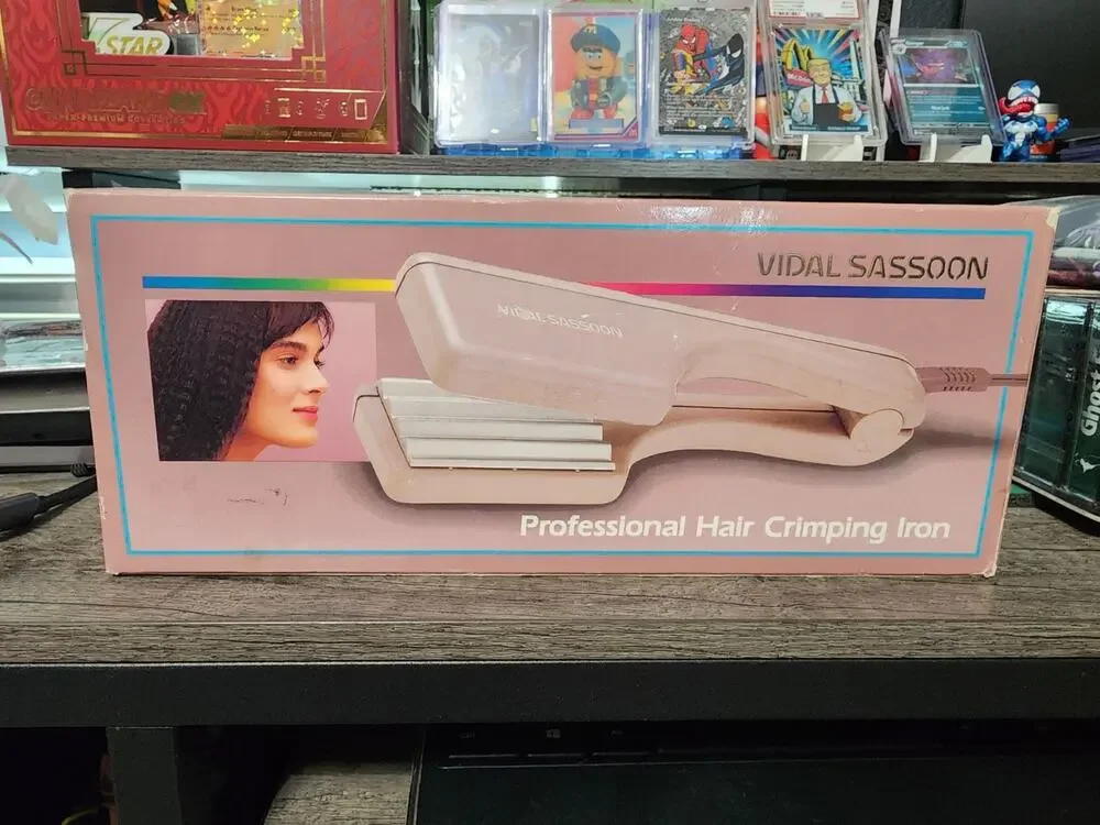 Vtg 1980s Vidal Sassoon Professional Hair Crimping Iron VS-142 NOS Mauve Pink